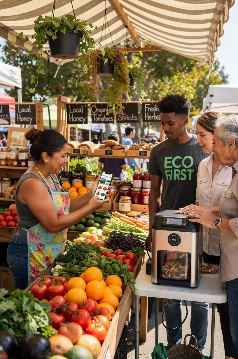 Innovative small-scale urban garden with automated watering system in a community space