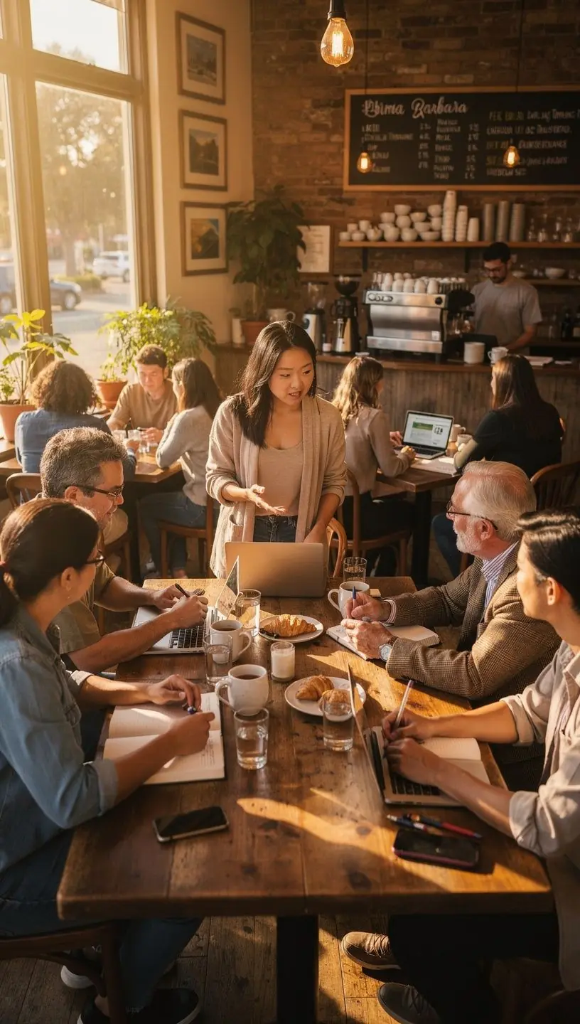 Residents using a mobile app to report and track neighborhood maintenance issues